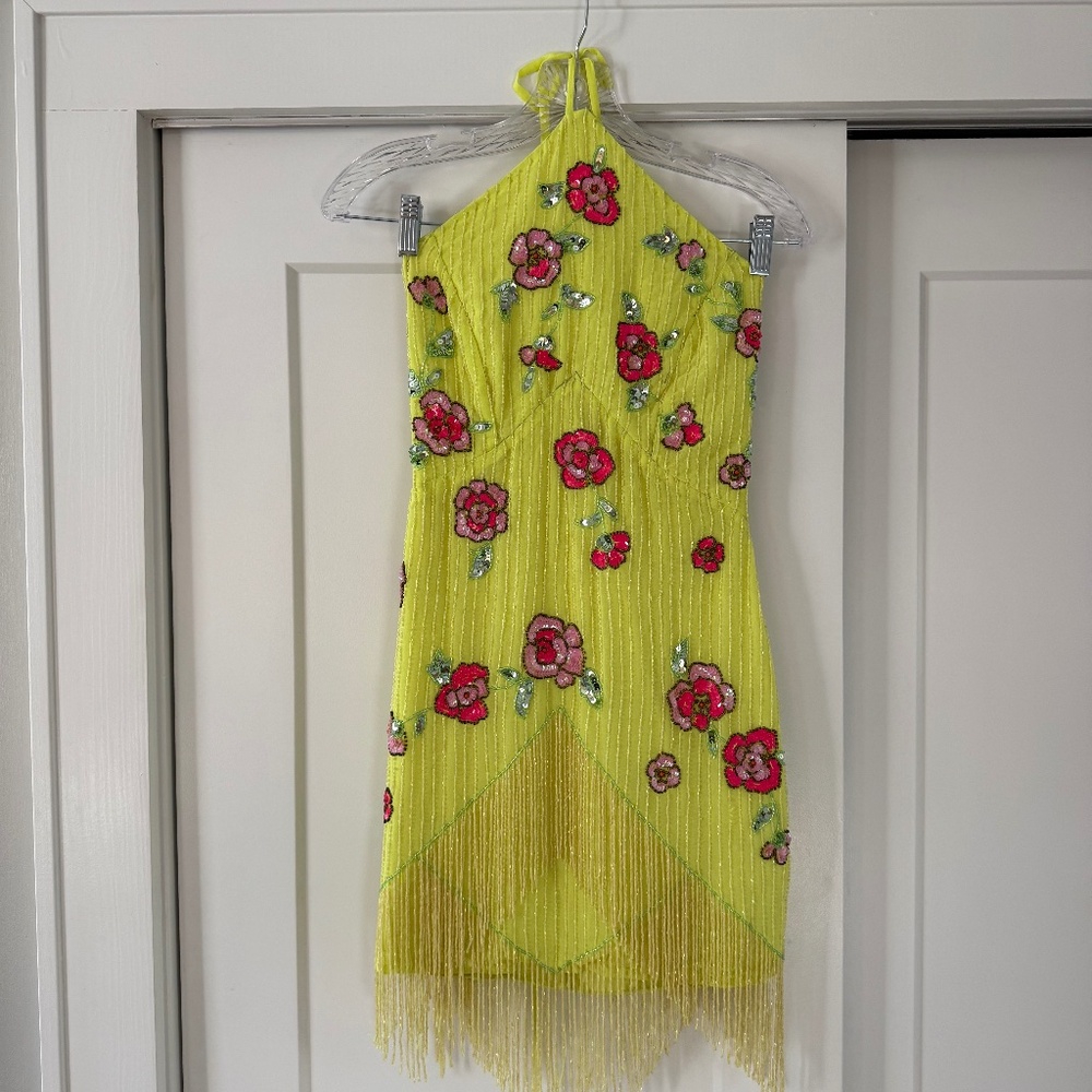 ASOS Design Floral Embellishment Halter Dress